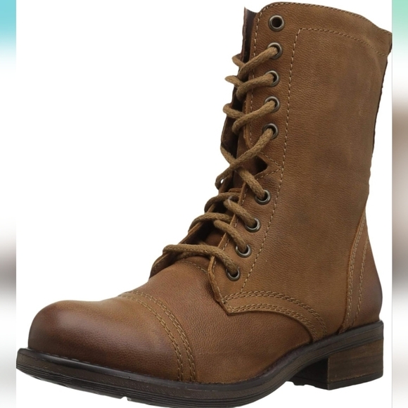 STEVE MADDEN TROOPA 2 Brown Leather Zip Combat Boots Womens Size 8.5 Distressed - Picture 3 of 12